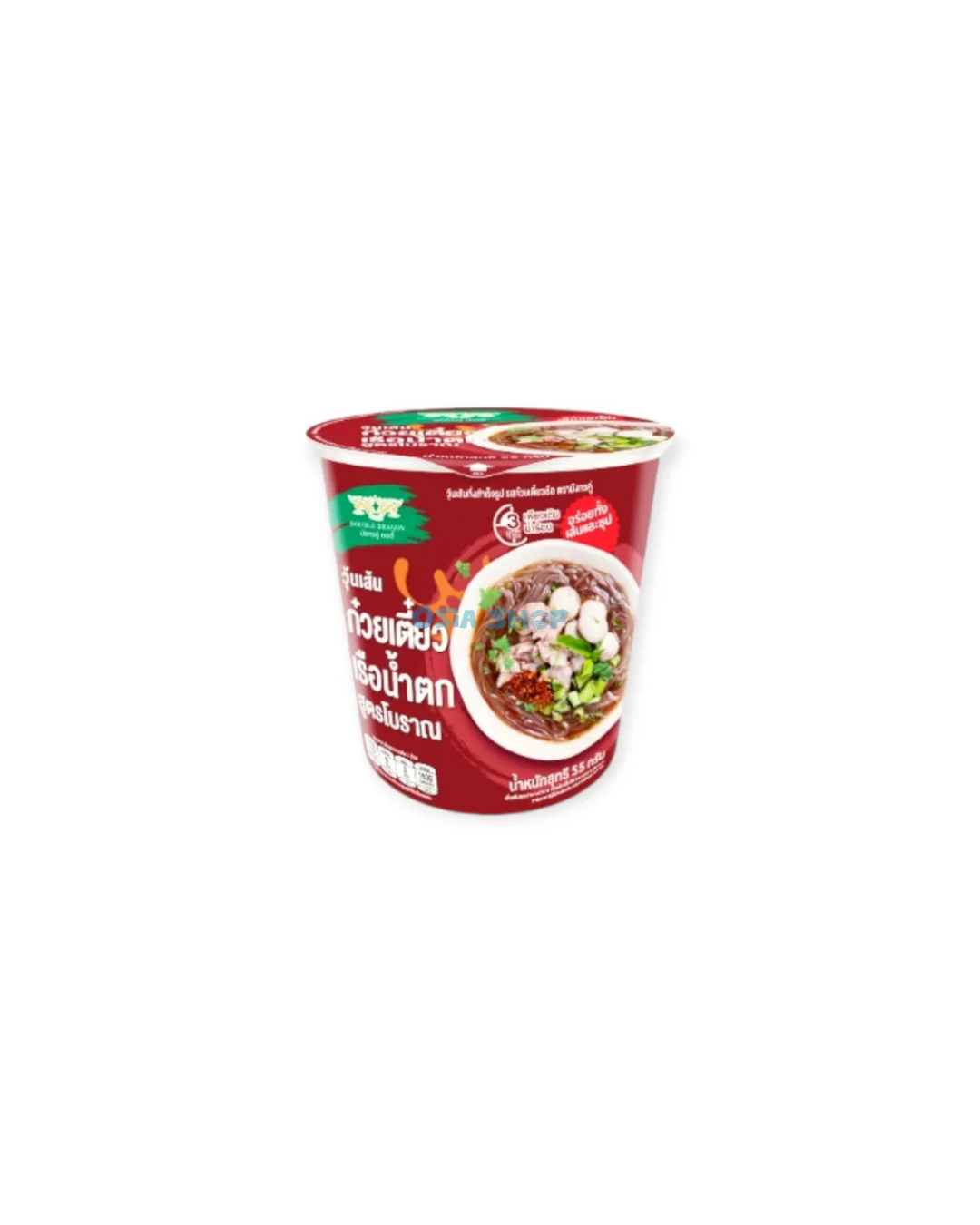 DOUBLE DRAGON Instant Mungobohnensuppe Cup Thai Boat Nudel 55G วุ้นเส้น ก๋วยเตี๋ยวเรือน้ำตก มังกรคู่