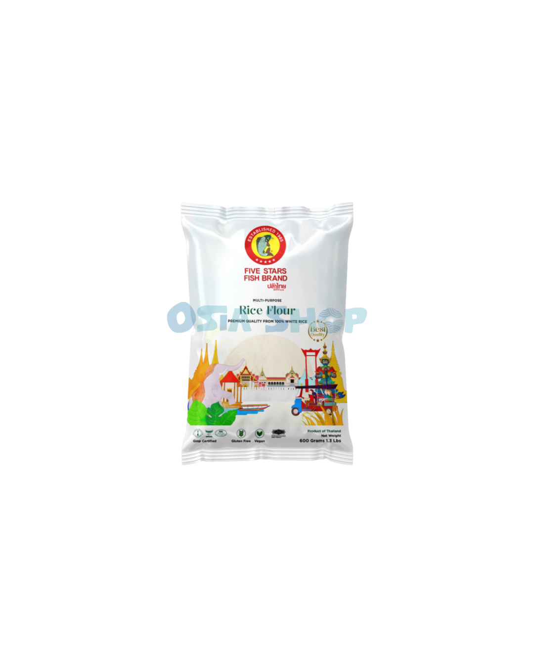 FIVE STARS FISH BRAND Reismehl 400 G แป้งข้าวเจ้า ตราปลาไทย 5 ดาว