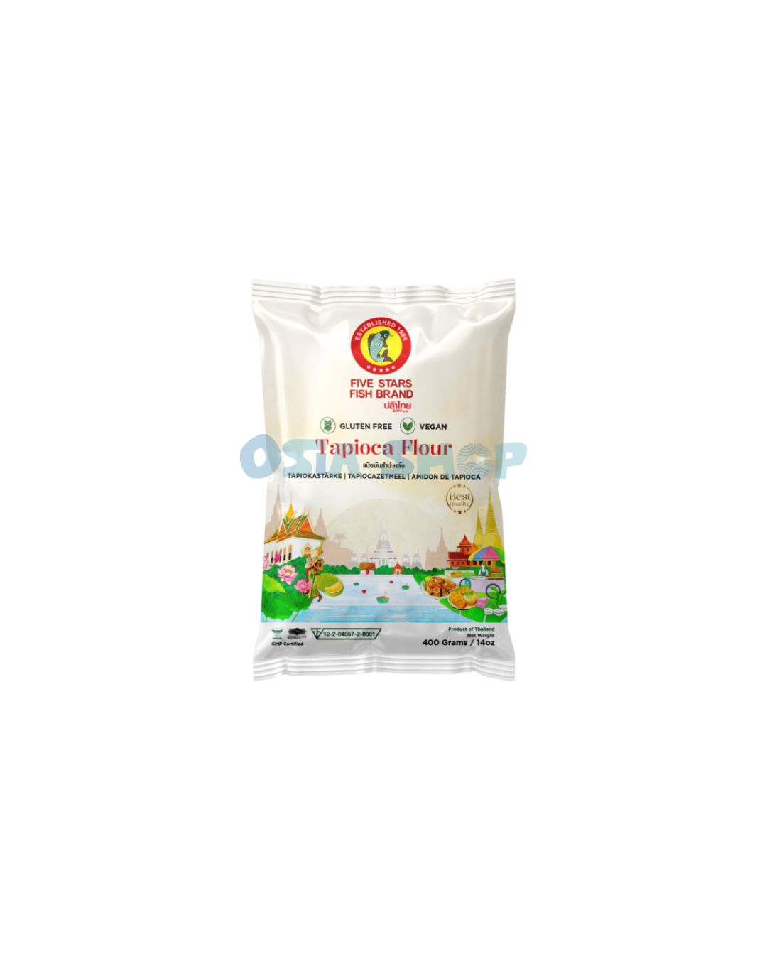 FIVE STARS FISH BRAND Tapiokastärke 400 G แป้งมันสำปะหลัง ตราปลาไทย 5 ดาว
