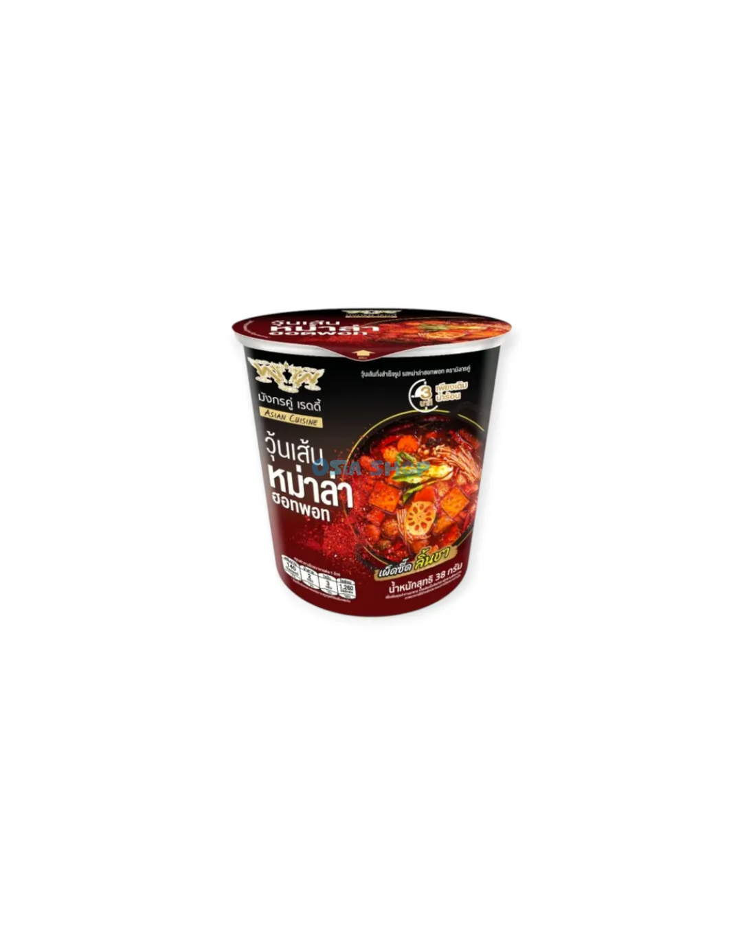 DOUBLE DRAGON Instant Mungobohnensuppe Cup Mala Hot Pot 38G วุ้นเส้น หม่าล่า มังกรคู่