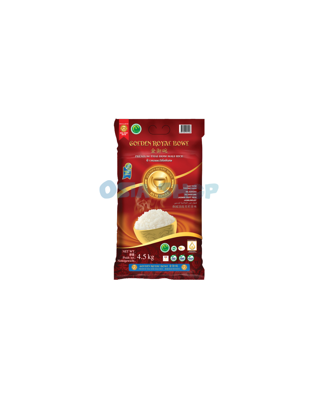 GOLDEN ROYAL BOWL  Premium Thai Hom Mali Reis 4,5 KG ข้าวหอมมะลิ ตราชามทอง