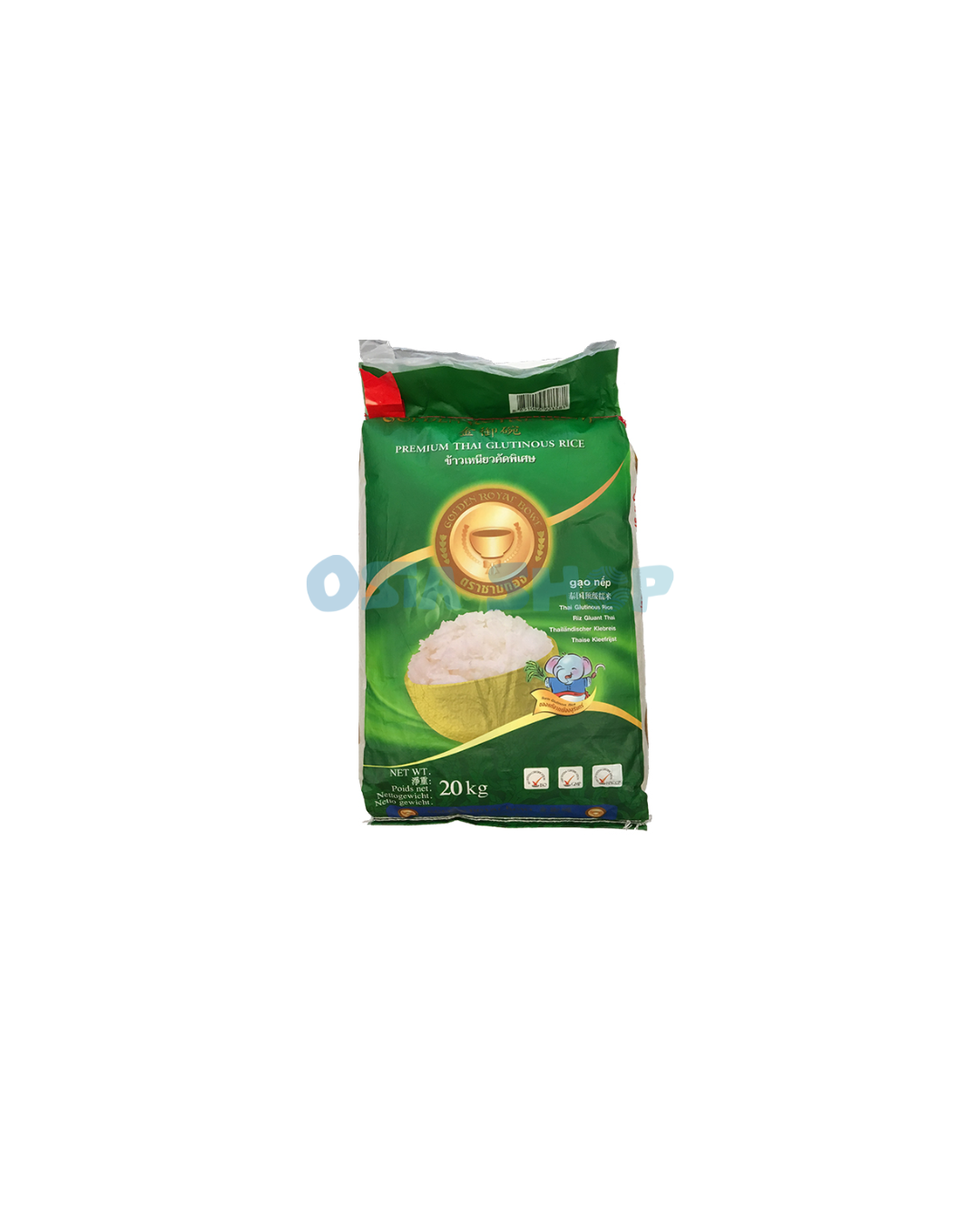 GOLDEN ROYAL BOWL Premium Thai Klebreis 20 KG ข้าวเหนียวคัดพิเศษ ตราชามทอง