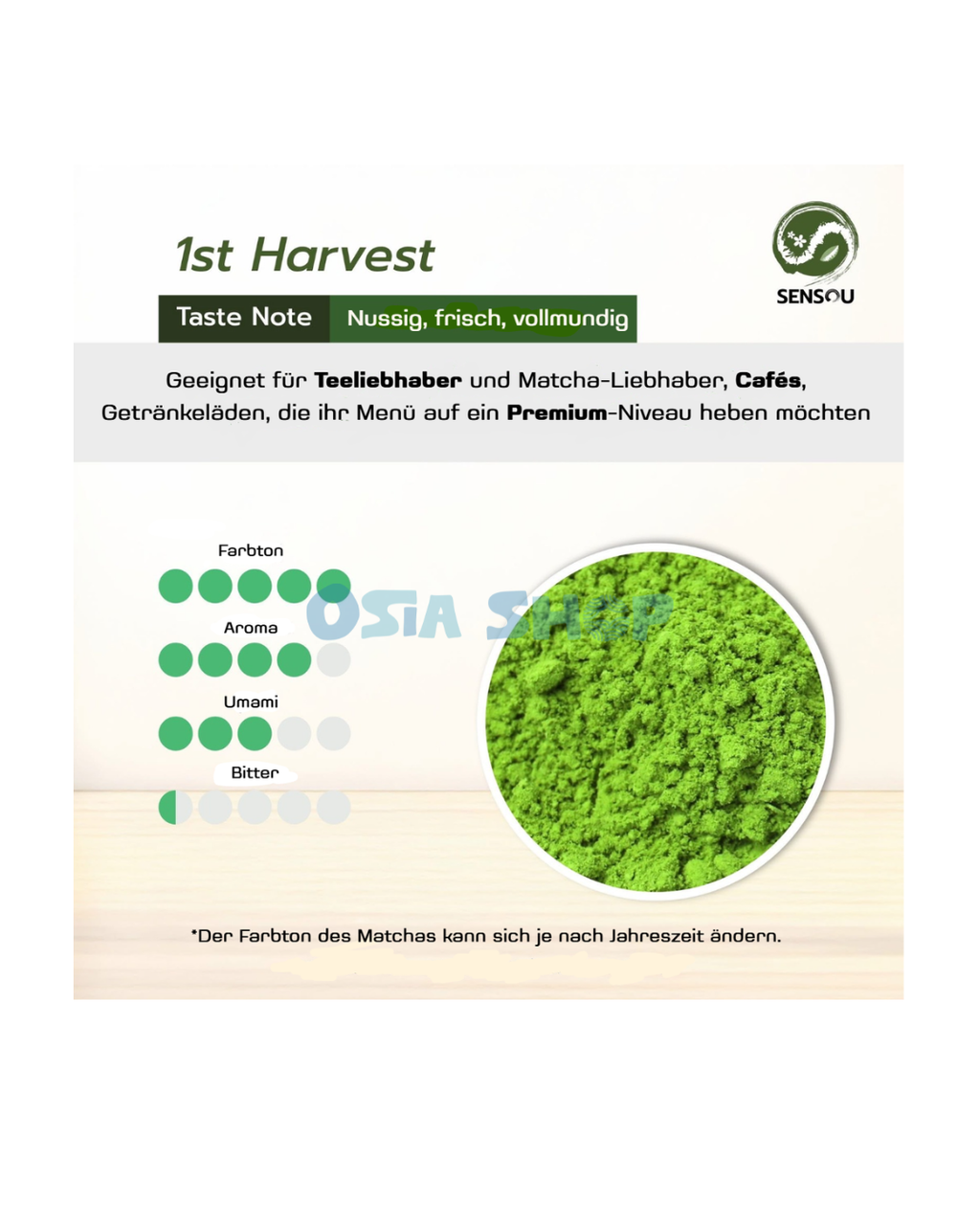 SENSOU Ceremonial Grade Matcha 50G ผงมัทฉะเกรดพิธีการ ฟูเรมิ