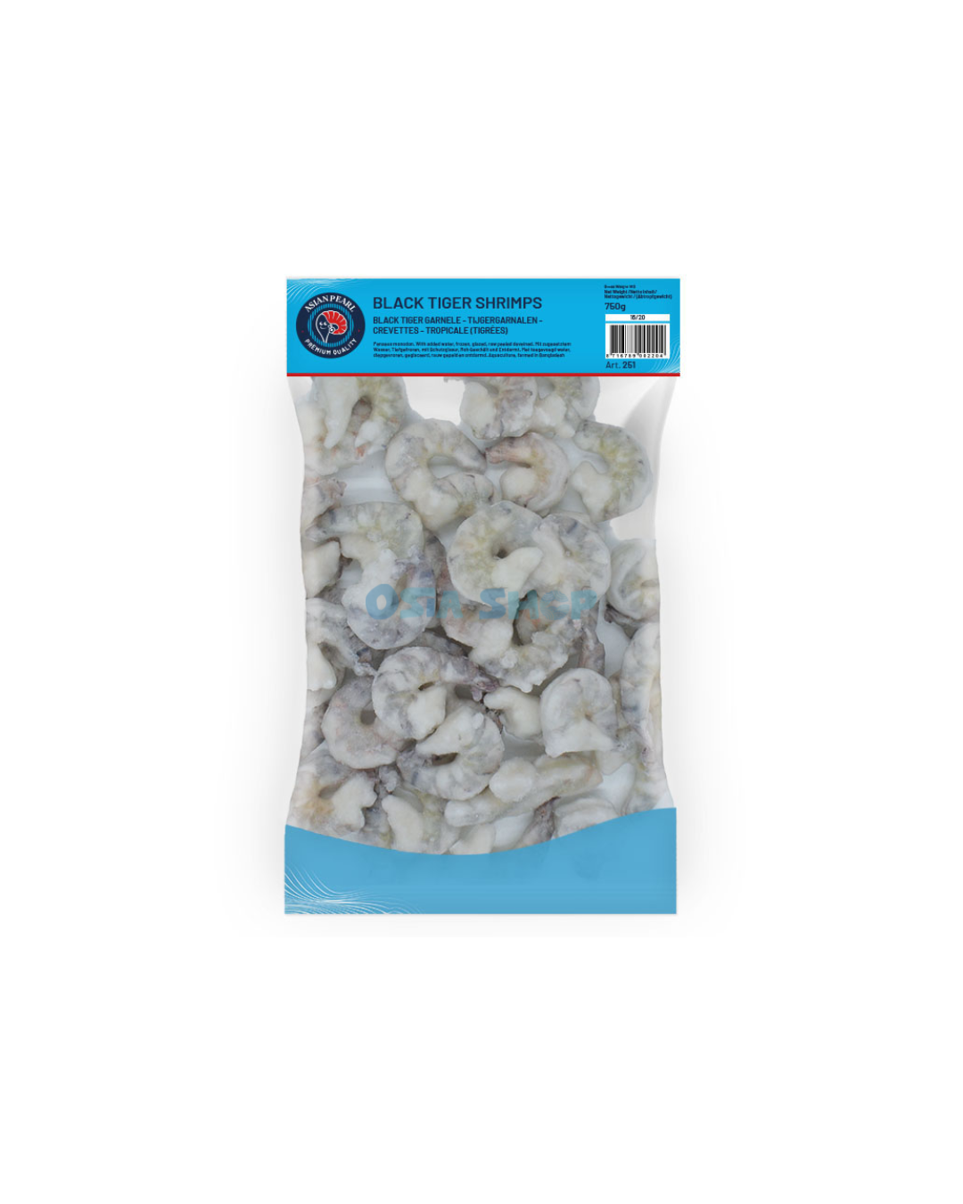 ❄️ (NUR ABHOLUNG) | ASIAN PEARL Black Tiger Garnelen 16/20 PD ROH GESCHÄLT UND ENTDARMT 750G กุ้งกุลาดำแกะเปลือกผ่าหลัง