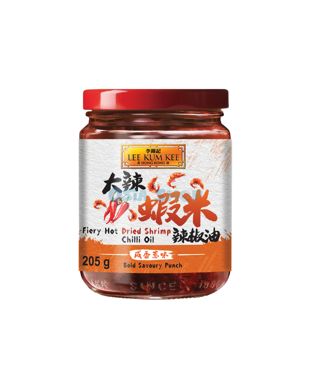 LEE KUM KEE Fiery Hot Dried Shrimp Chiliöl 205G น้ำมันพริกผสมกุ้งแห้ง สูตรเผ็ดมาก ตราลีคุมกี