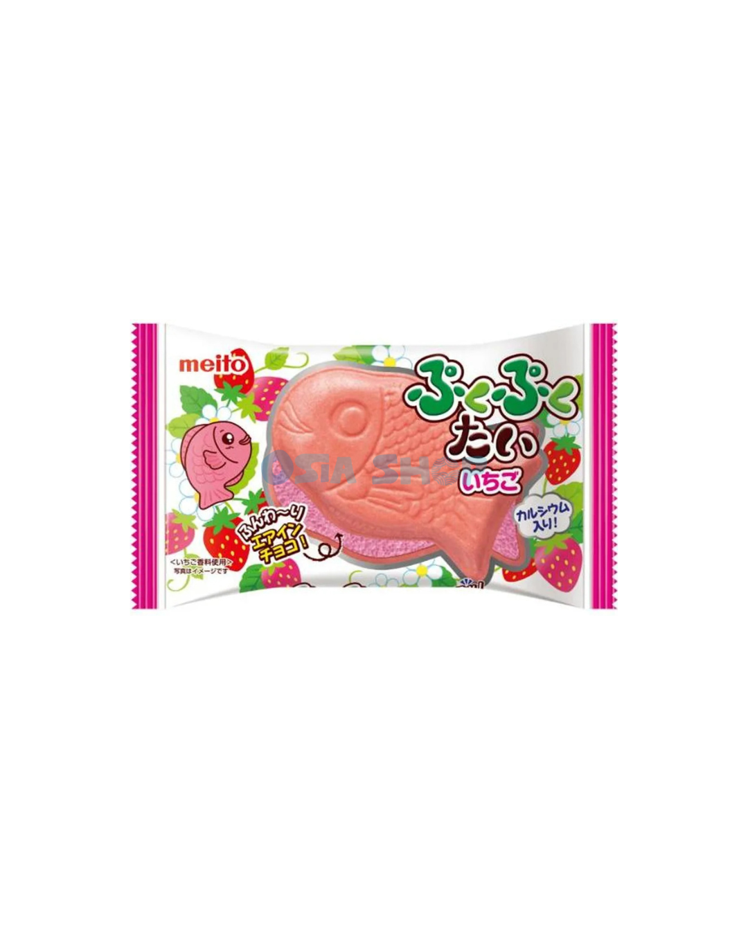 [MHD Überschritten หมดอายุแล้ว] MEITO Puku Puku Tai Erdbeer 16,5G เวเฟอร์รูปปลาไทยากิสอดไส้แอร์ช็อกโกแลตรสสตรอว์เบอร์รี