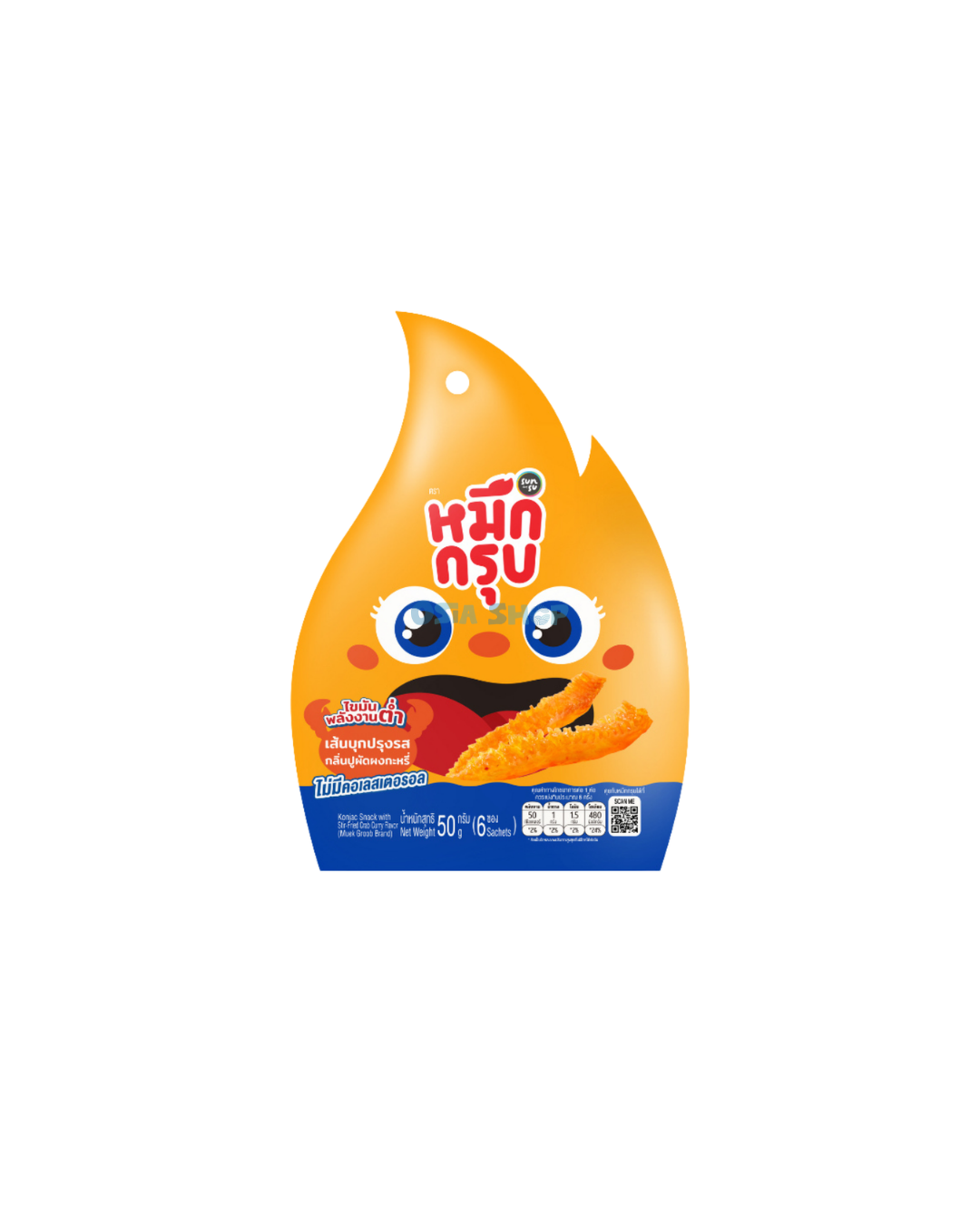 SUNSU Konjac Snack mit Krabben-Curry Geschmack 50g หมึกกรุบ รส ปูผัดผงกะหรี่