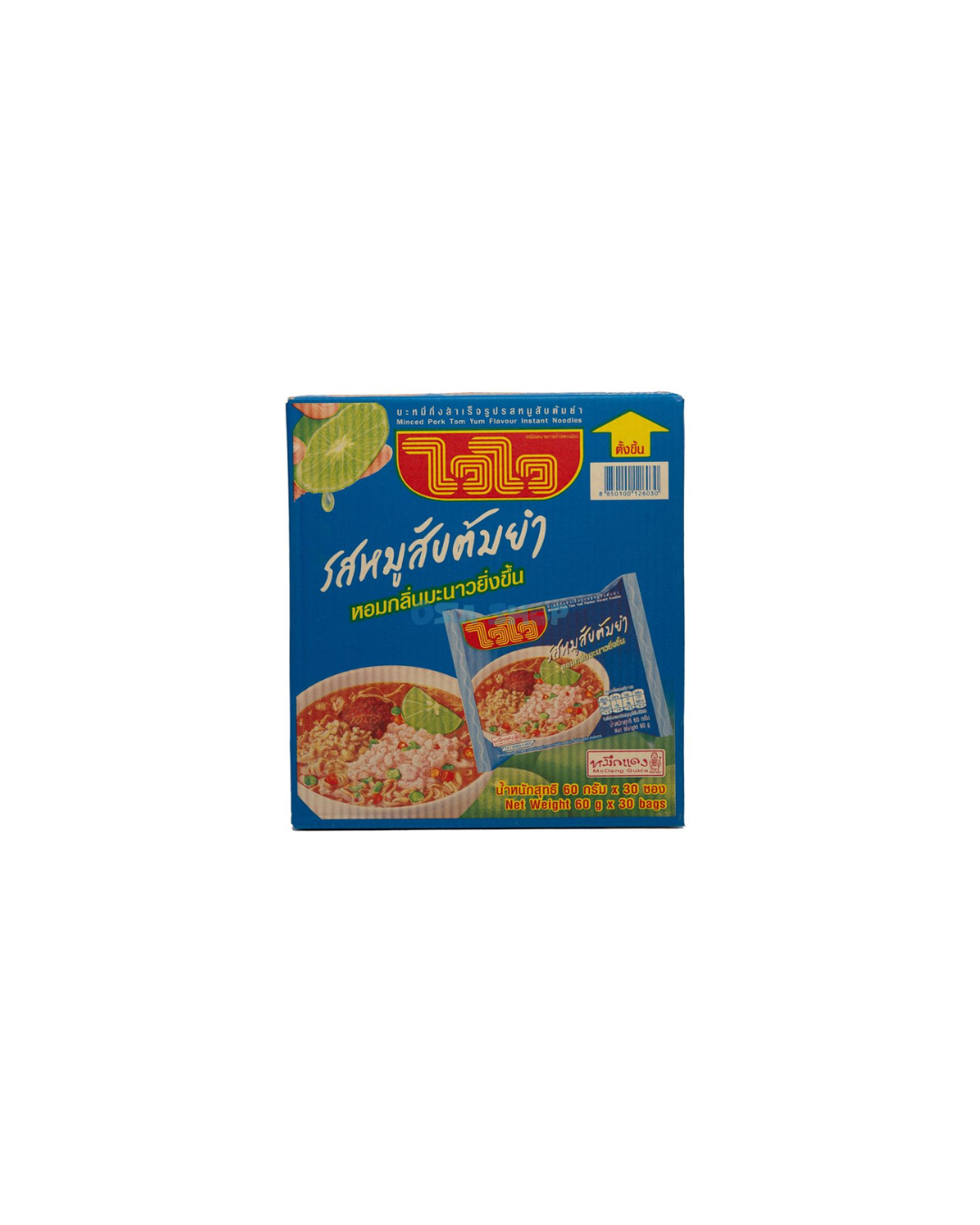 WAI WAI Instantnudeln Tom Yum Schweinehackfleisch Vorteilspack 30x60G บะหมี่กึ่งสำเร็จรูป ไวไว รส หมูสับต้มยำ