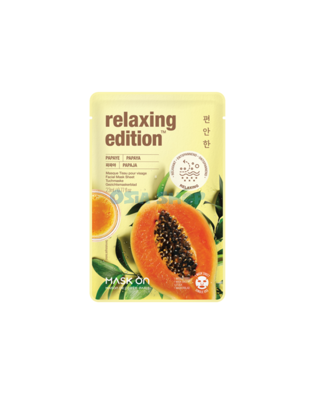 MASK ON Papaya Entspannende Tuchmaske แผ่นมาส์กหน้าเกาหลีสูตรมะละกอ