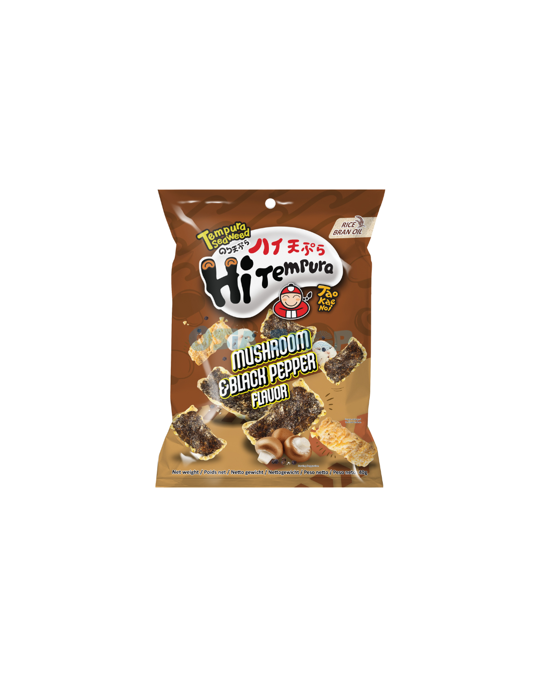 TAOKAENOI Tempura Frittierter Seetang Snack Pilze & Schwarzer Pfeffer Geschmack 40G สาหร่ายเทมปุระรสเห็ดและพริกไทยดำ
