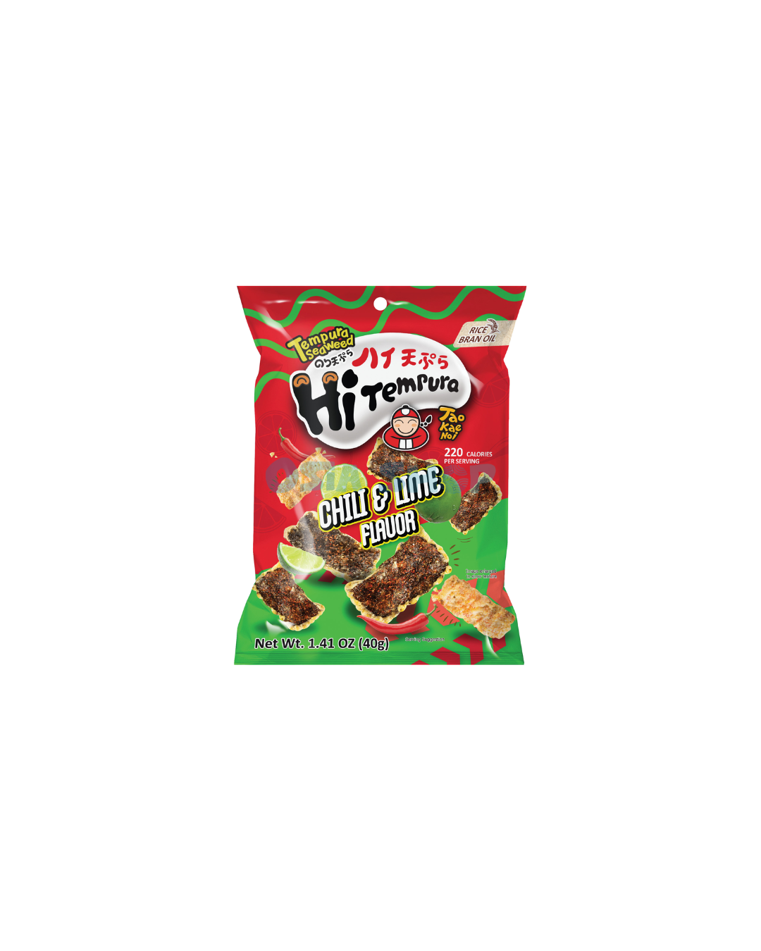 TAOKAENOI Tempura Frittierter Seetang Snack Chili&Limetten Geschmack 40G สาหร่ายเทมปุระรสพริกและมะนาว