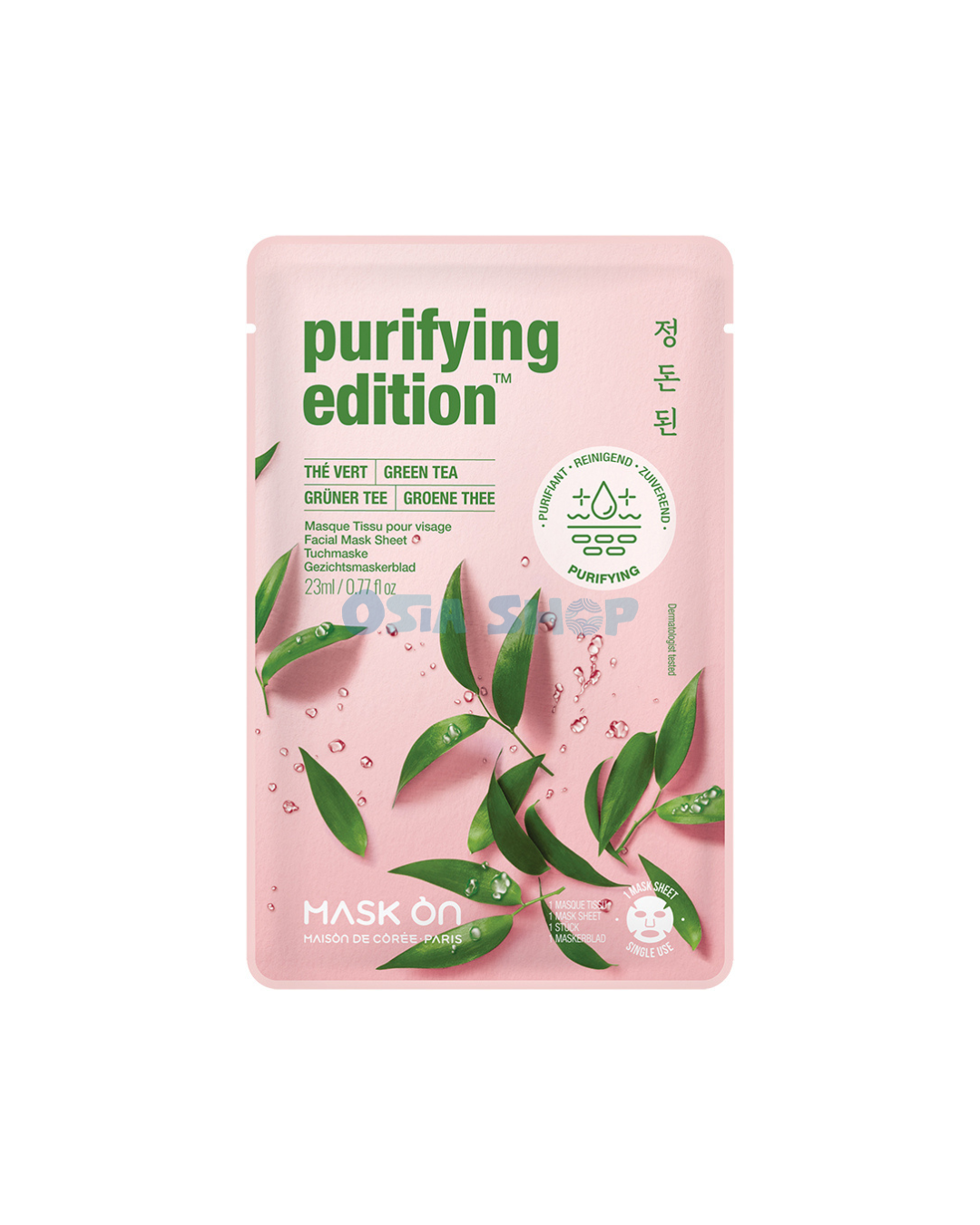 MASK ON Green Tea Purifying Tuchmaske แผ่นมาส์กหน้าเกาหลีสูตรชาเขียว
