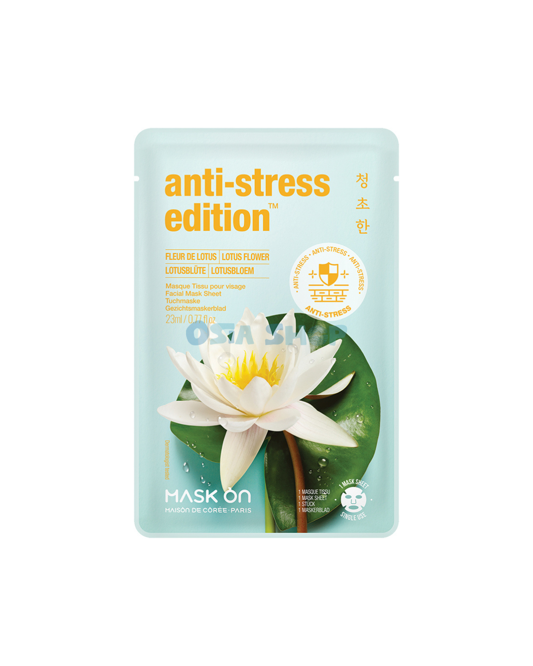 MASK ON Lotusblume Anti-Stress Tuchmaske แผ่นมาส์กหน้าเกาหลีสูตรดอกบัว